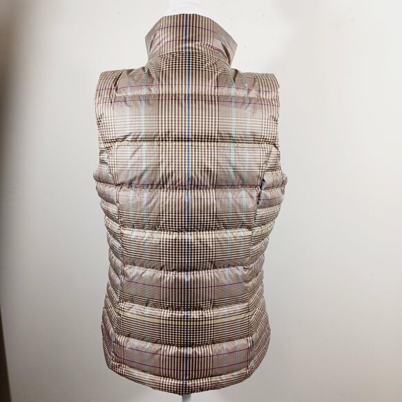 LANDS' END Classic Brown Plaid Puffer Vest, 75 Down/25 Feathers Fill Size Small - Picture 5 of 16
